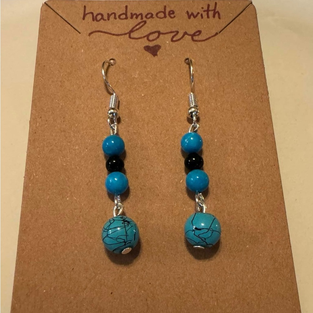 Turquoise and Black Earrings
